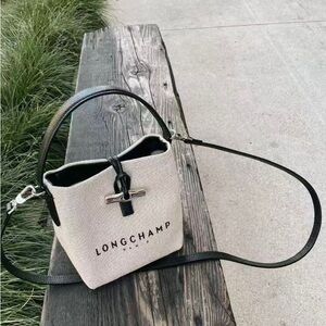 Longchamp Elegant Black and Cream Crossbody Bag
